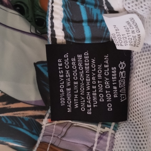 Star Wars Baby Yoda Tropical Swim Trunks Drawstring - Picture 3 of 5